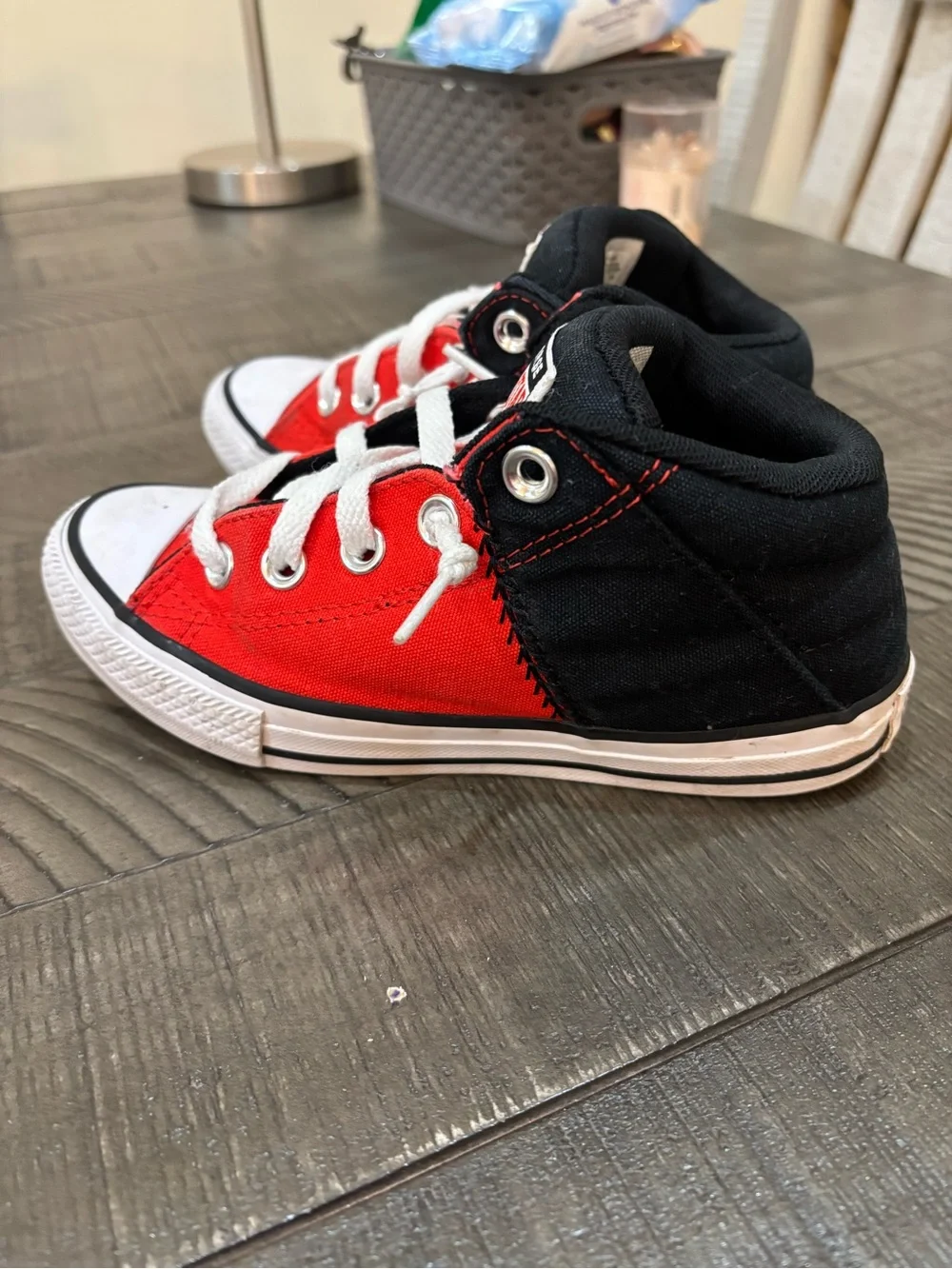 Converse Kids Red and Black High-Top Sneakers with White Laces